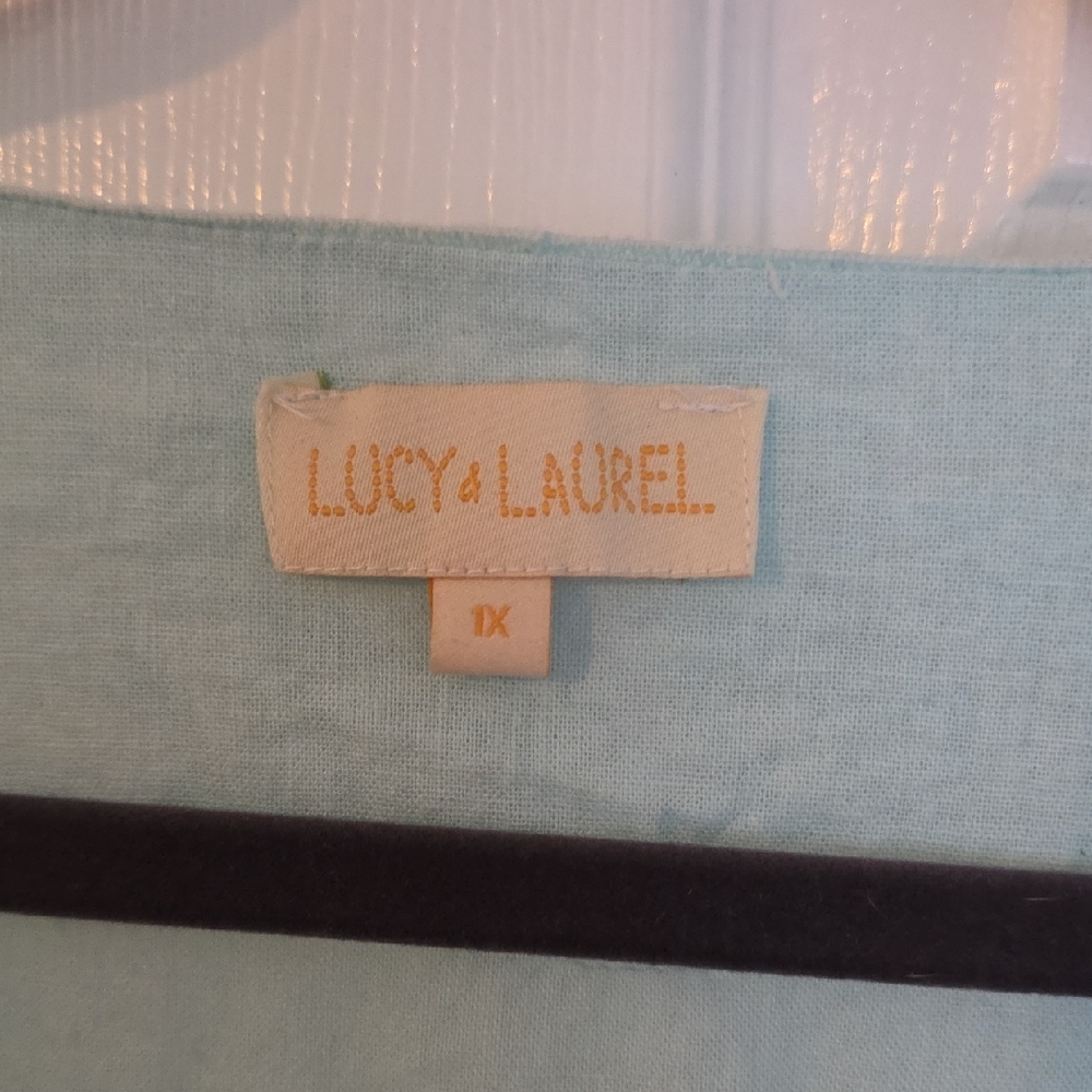 Lucy & Laurel Aqua Lace Blouse - Picture 2 of 5